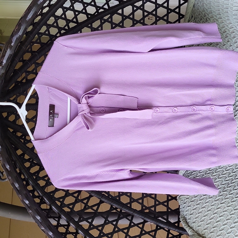 Lilac Tie-bow MAK Cardigan Sweater